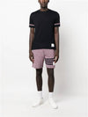 Striped Detail Crew Neck Cotton Short Sleeve T-Shirt Navy - THOM BROWNE - BALAAN 3