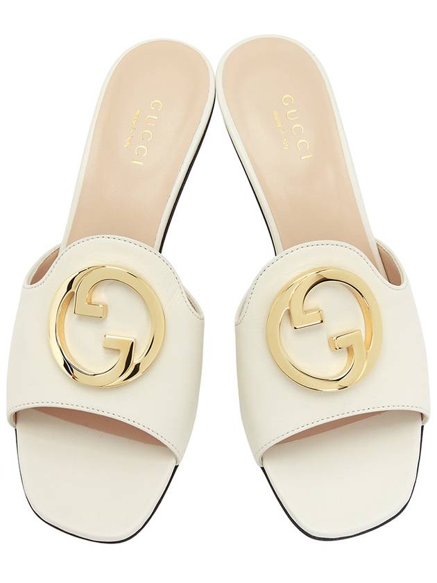 Women's Blondie Leather Heel Slippers Ivory - GUCCI - BALAAN.