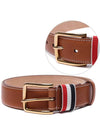 Three Stripe Tab Leather Belt Brown - THOM BROWNE - BALAAN 3