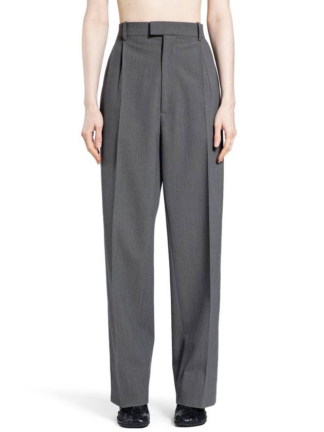 Pleated Straight Pants Grey Melange - BOTTEGA VENETA - BALAAN 2