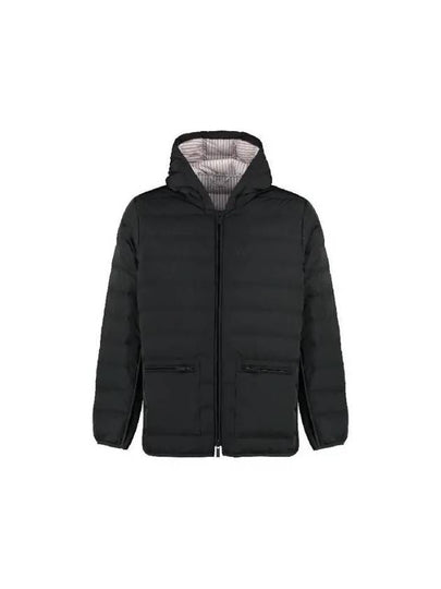 Poly Twill Rib 4-Bar Down Hoodie Jacket Charcoal - THOM BROWNE - BALAAN 2