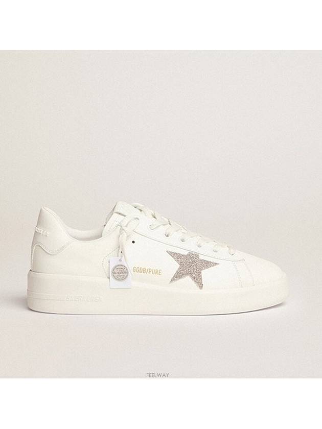 Pure Star Glitter Silver Low Top Sneakers White - GOLDEN GOOSE - BALAAN 5