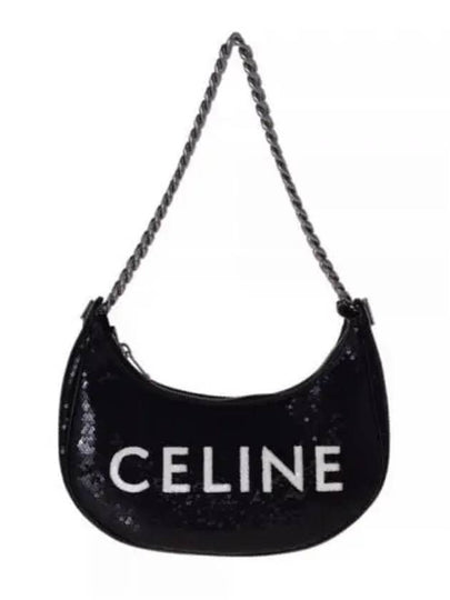 Ava Chain Medium Sequin Shoulder Bag Black - CELINE - BALAAN 2