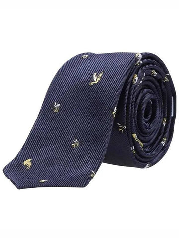 All Over Birds Bee Icon Classic Tie Navy - THOM BROWNE - BALAAN 1