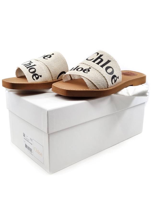 Woody Logo Flat Mule Slippers White - CHLOE - BALAAN 9