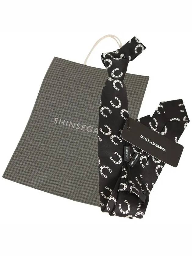 Allover Logo Print Silk Martini Tie Black - DOLCE&GABBANA - BALAAN.