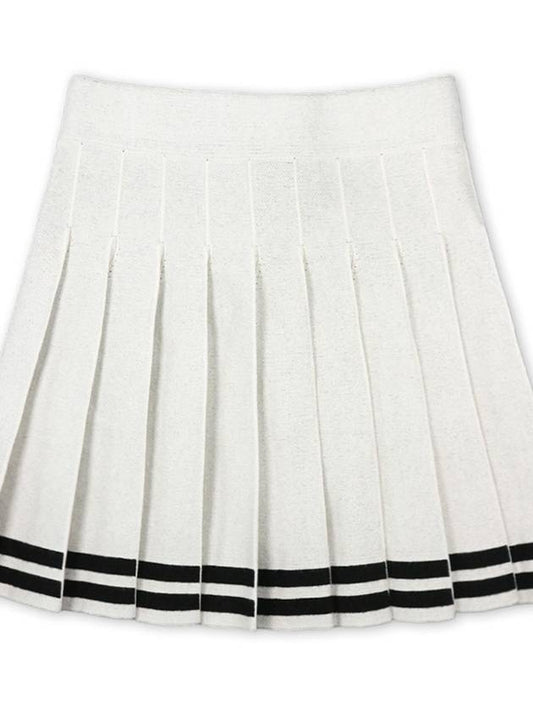 SAILOR KNIT SKIRT line pleated WHITE - MONBIRDIE GOLF - BALAAN 2