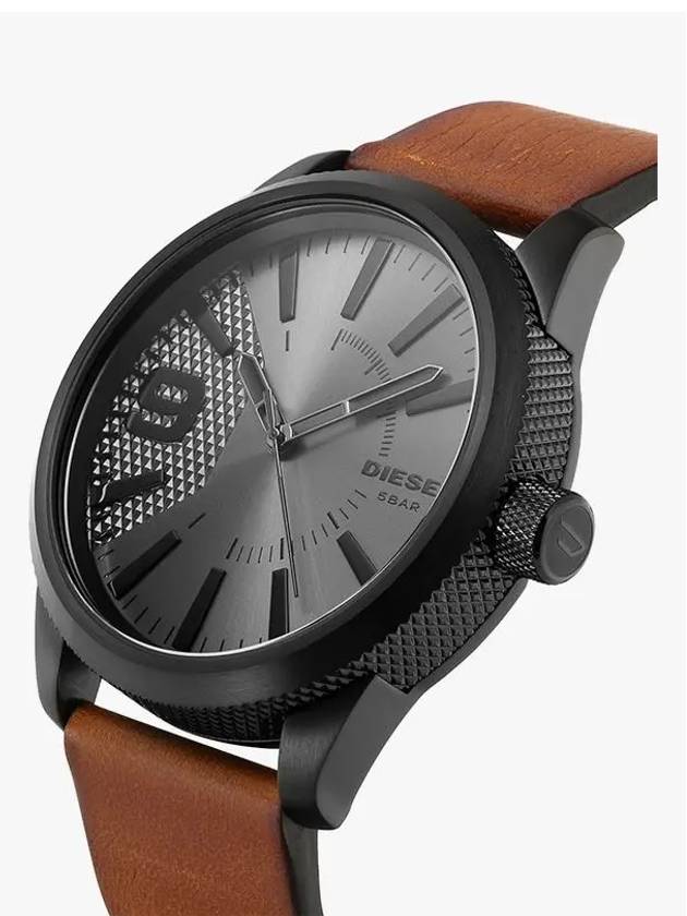 Rasp Leather Strap Watch Gunmetal Grey - DIESEL - BALAAN 4