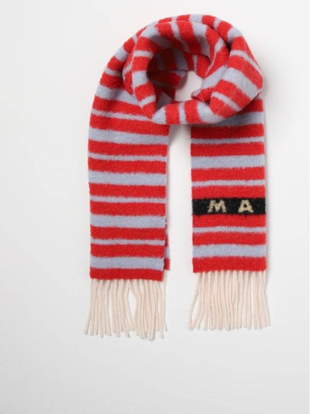 Striped Fringe Muffler Red - MARNI - BALAAN 3