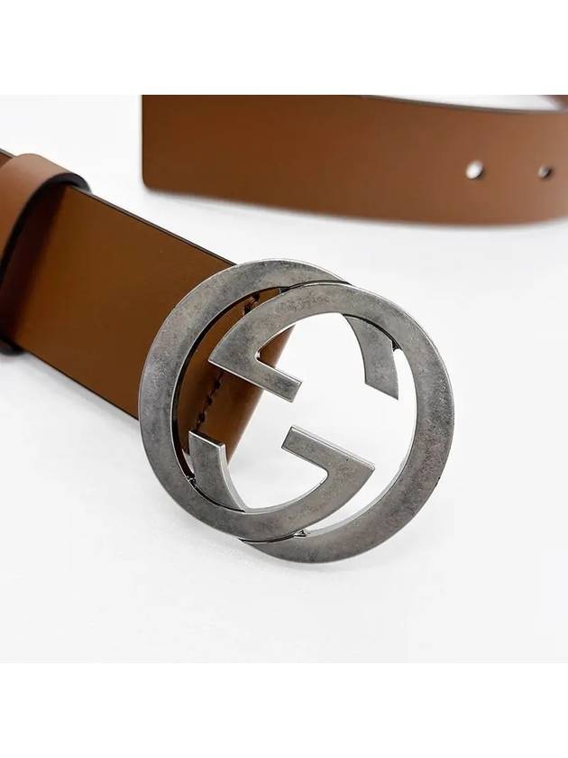 Interlocking Leather Belt Brown - GUCCI - BALAAN 3