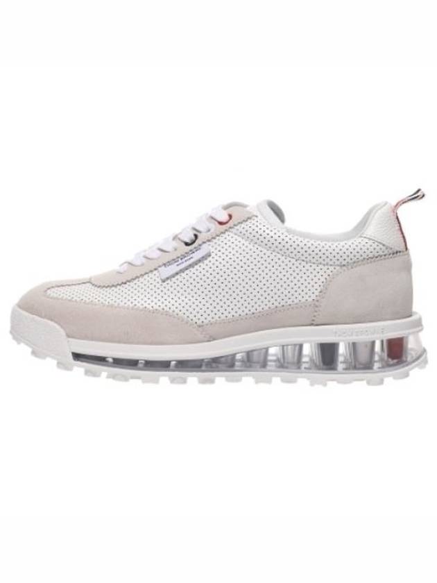 Women Vitello Calf Tech Runner Clear Sole Low Top Sneakers White - THOM BROWNE - BALAAN 3