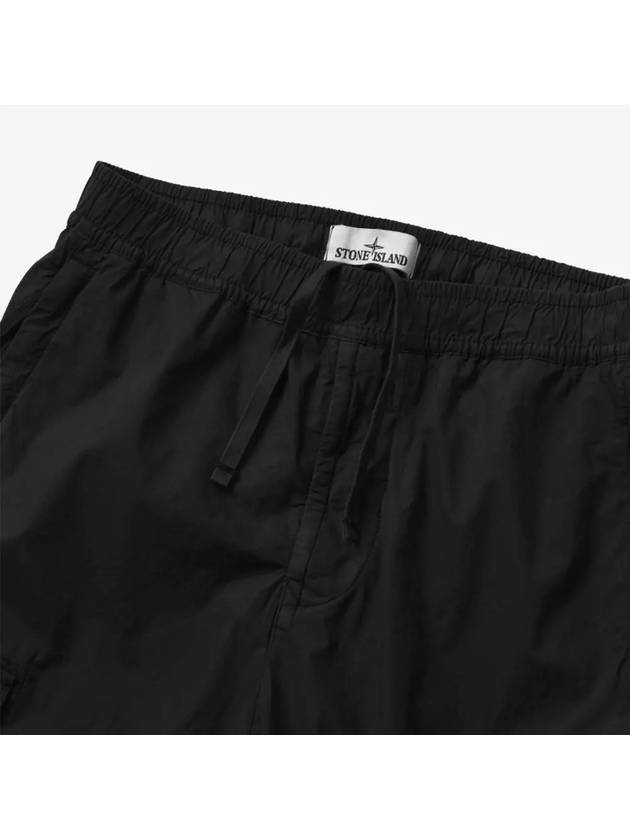 Stretch Cotton Tela Paracadute Cargo Straight Pants Black - STONE ISLAND - BALAAN 3