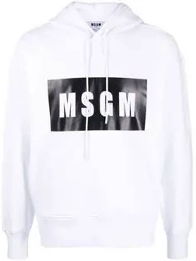 Box Logo Print Cotton Hoodie White - MSGM - BALAAN 2