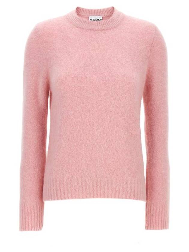 Brush Alpaca O Neck Knit Top Pink - GANNI - BALAAN 1