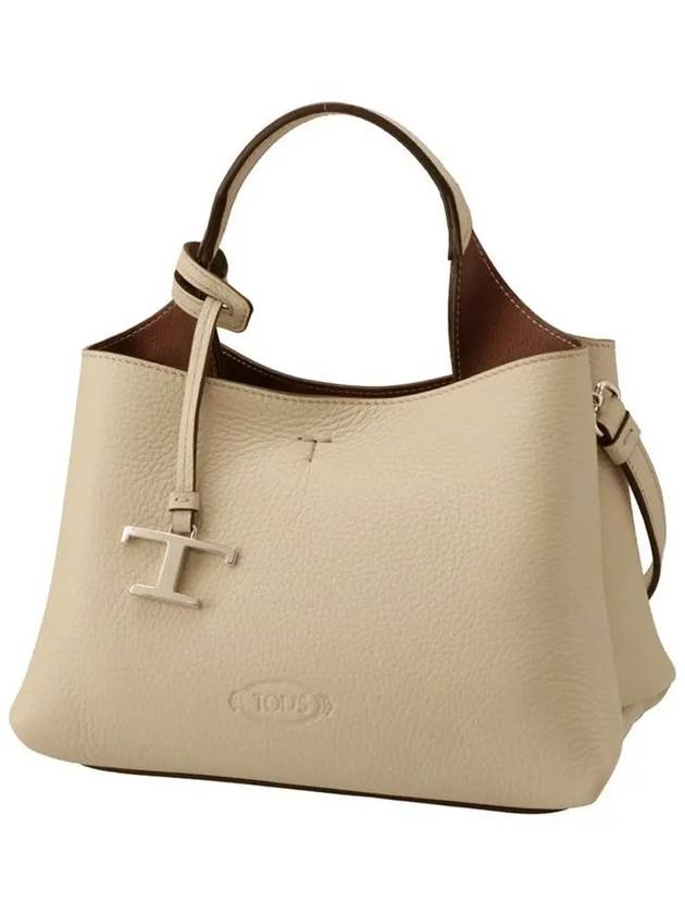 Logo Charm Leather Micro Tote Bag Natural - TOD'S - BALAAN 3