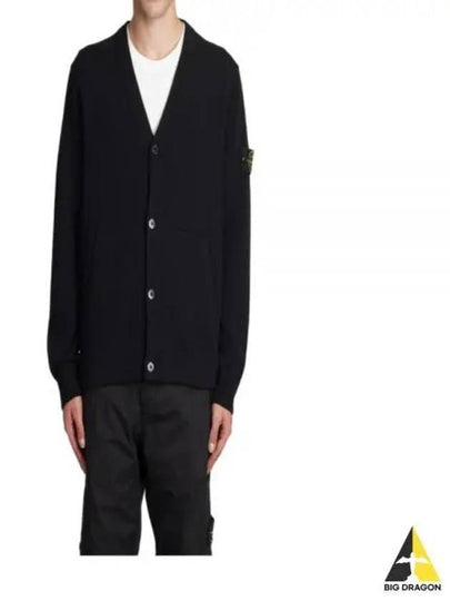 Men's Wappen Patch Button Cardigan Black - STONE ISLAND - BALAAN 2