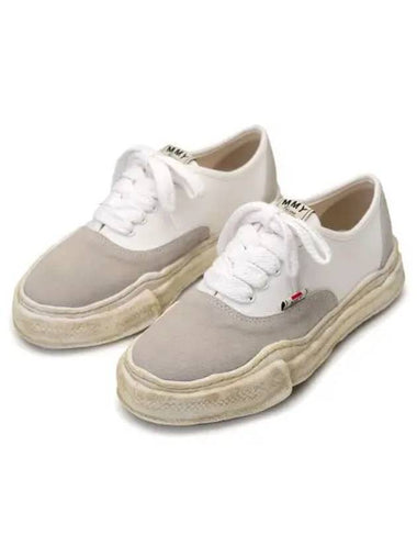 24 A12FW729 White Baker OG Sole Canvas Suede Low Top Sneakers - MIHARA YASUHIRO - BALAAN 1