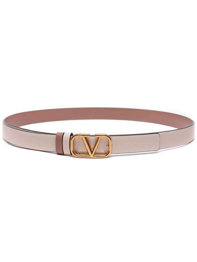 V Logo Reversible Leather Belt Ivory Pink - VALENTINO - BALAAN 4