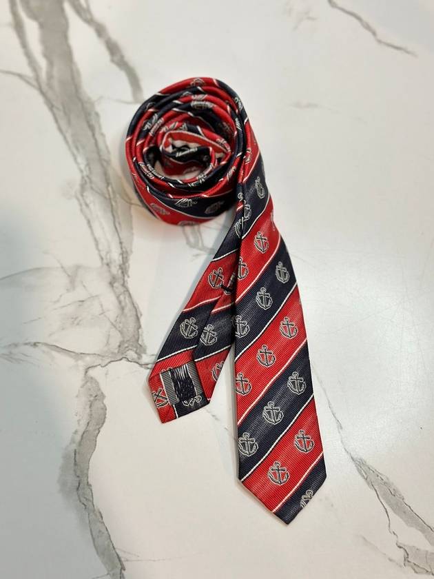 Anchor Stripe Silk Tie Black Red - THOM BROWNE - BALAAN 3