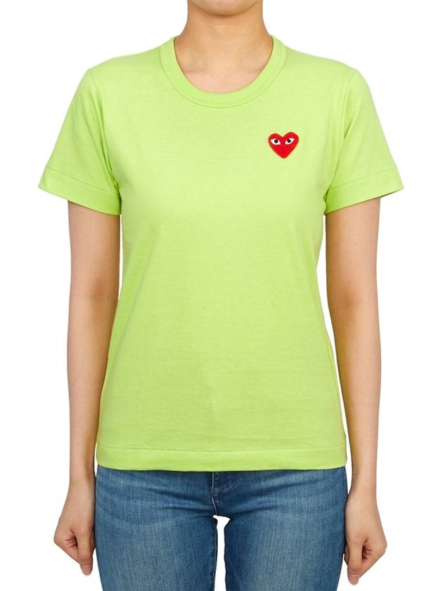 Women Heart Patch Short Sleeve T Shirt P1 T271 2 Lime - COMME DES GARCONS PLAY - BALAAN 2