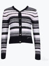 Logo Stripe Wool Cardigan Black - GANNI - BALAAN 2