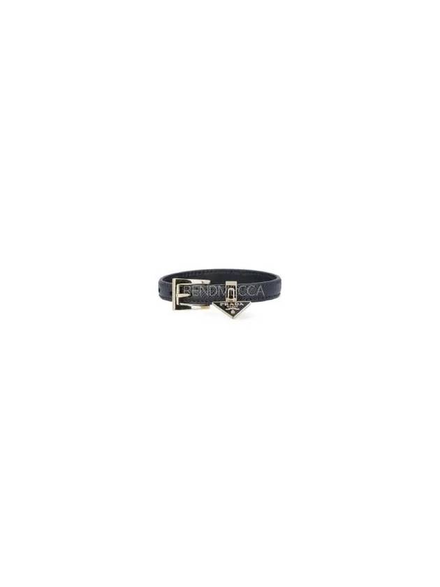 triangle logo saffiano bracelet black - PRADA - BALAAN 2