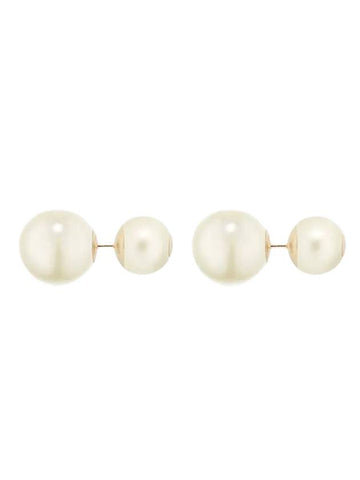 Tribales CD Logo Resin Pearl Earrings White - DIOR - BALAAN 1