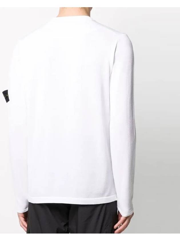 Men's Logo Wappen Crew Neck Knit Sweatshirt White - STONE ISLAND - BALAAN 5