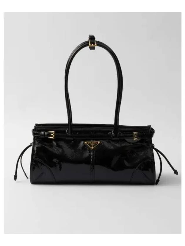 Medium Naplock Patent Leather Handbag Black 291595 - PRADA - BALAAN 1