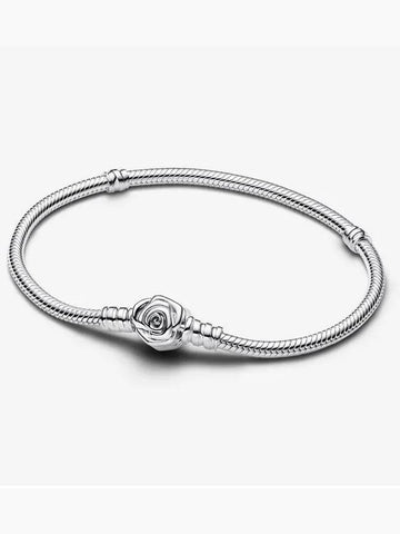 Moments Rose In Bloom Clasp Snake Bracelet Silver - PANDORA - BALAAN 1