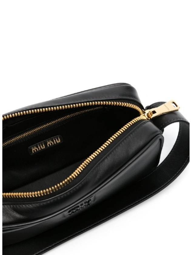 Embossed Logo Leather Shoulder Bag Black - MIU MIU - BALAAN 4