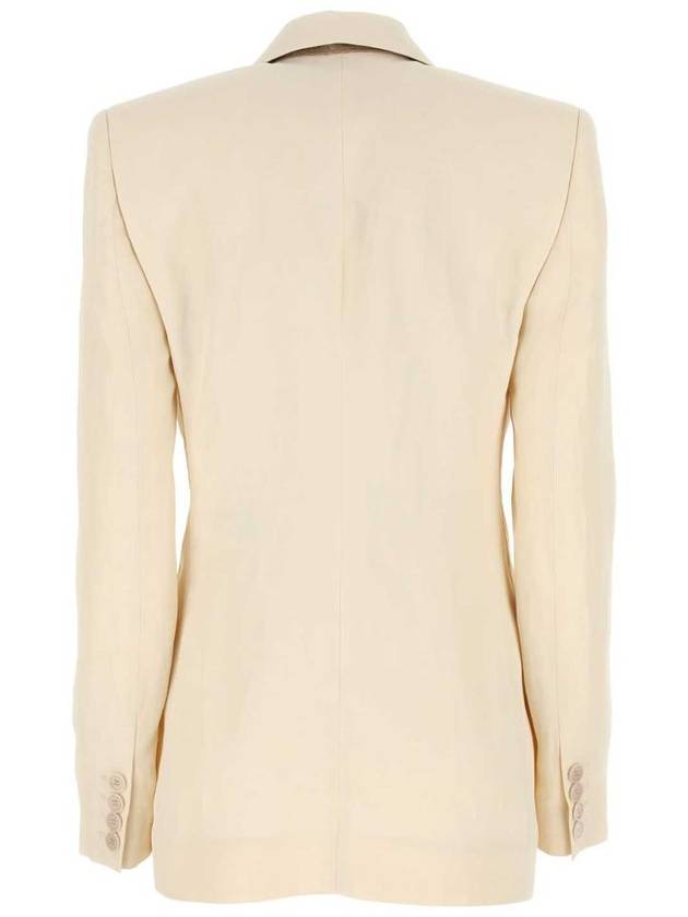 Women's Fluid Double Breasted Linen Jacket Buttermilk Cream - STELLA MCCARTNEY - BALAAN 3