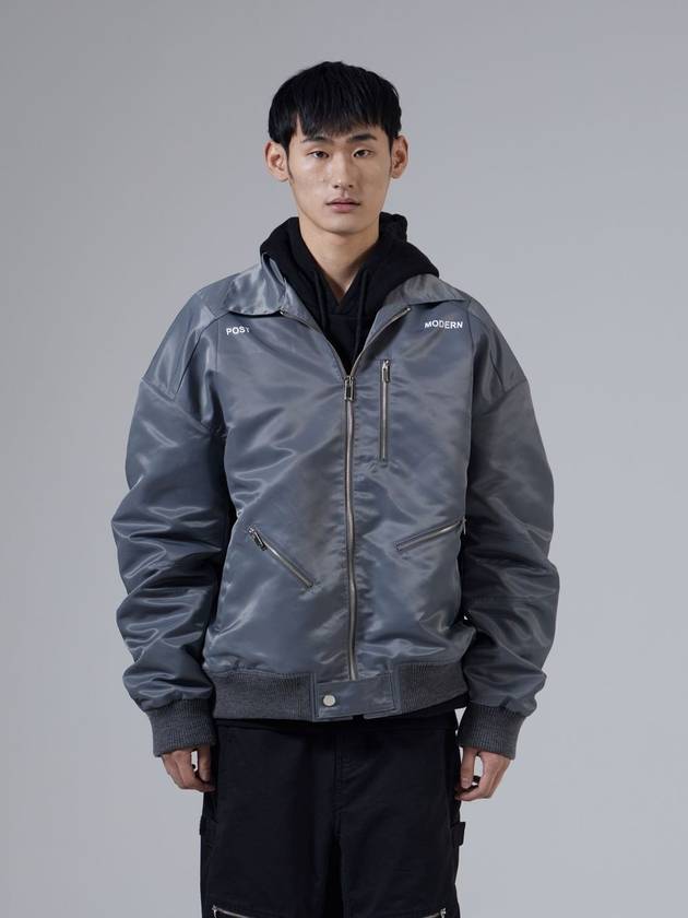 Nylon Collar Jumper Zip-Up Jacket Grey - UNNORM IS DEAD - BALAAN 2