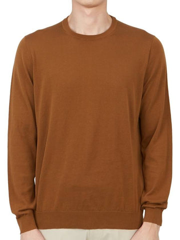 Men's Crew Neck Cotton Knit Top Brown - DRUMOHR - BALAAN 1