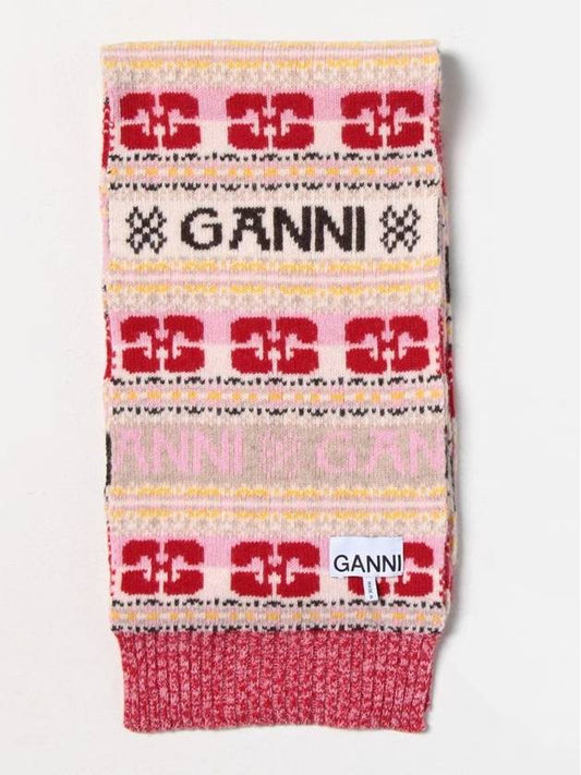 Women's Graphic Logo Wool Muffler - GANNI - BALAAN 2