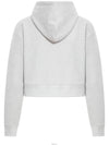 Logo Drawstring Crop Cotton Hoodie Grey - MIU MIU - BALAAN 3