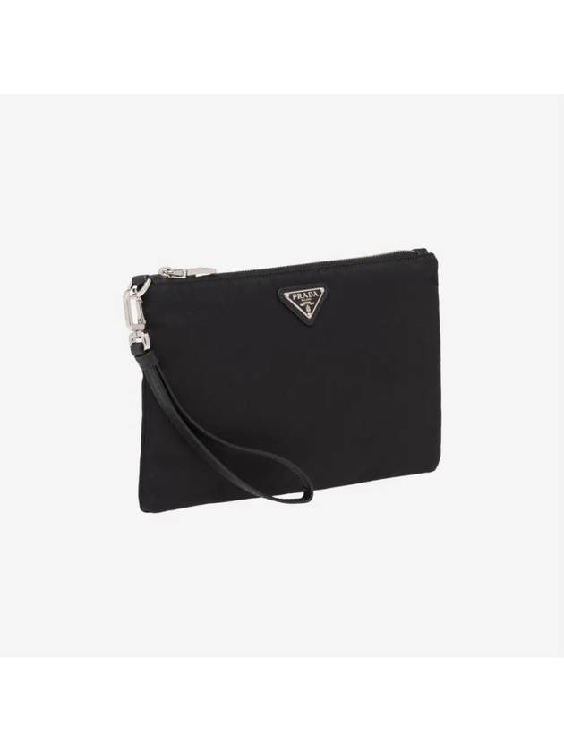 Saffiano Leather Strap Nylon Clutch Bag Black - PRADA - BALAAN 3