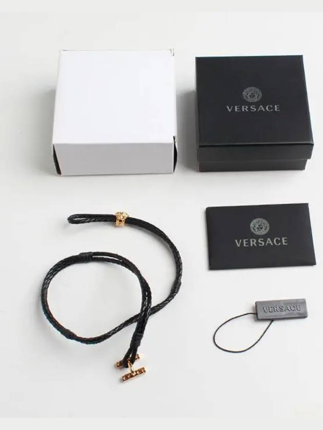 Medusa Greca Leather Necklace Black - VERSACE - BALAAN 7