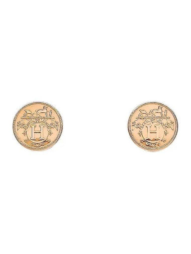 Ex Libris Earrings Small Model 18K Rose Gold 4HA0608 - HERMES - BALAAN 1