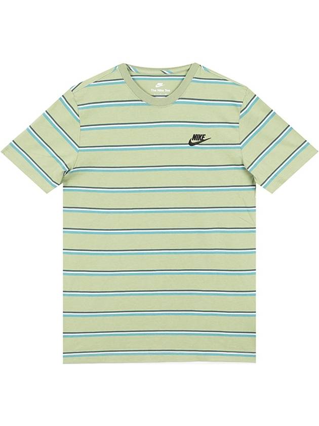 NSW Striped Short Sleeve T-Shirt Green - NIKE - BALAAN 1