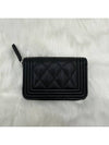 Women s Boy Zipper Wallet Logo Leather Card Black Silver - CHANEL - BALAAN 2