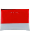 Bicolor Logo Clutch Bag Red Gray - MARNI - BALAAN.