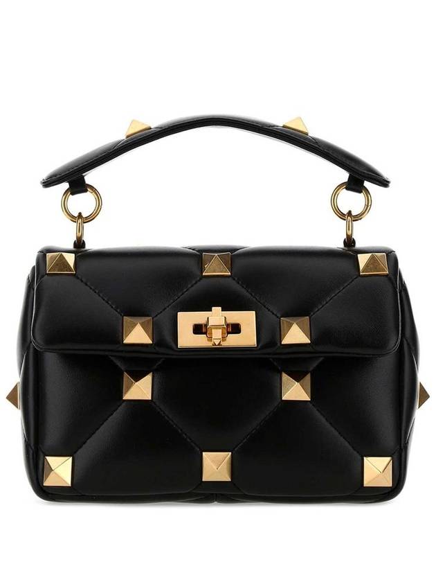 Roman Studded Medium Chain Tote Bag Black - VALENTINO - BALAAN 2