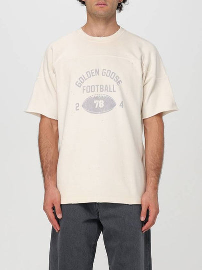 Raw Edge On The Front Cotton Short Sleeve T-Shirt Aged White - GOLDEN GOOSE - BALAAN 2