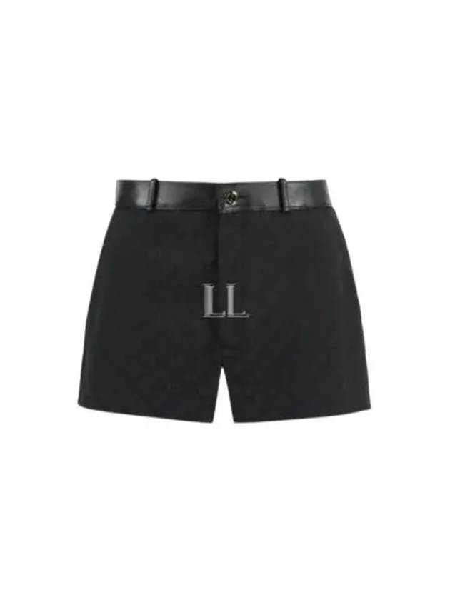 High Rise Monogram Canvas Leather Shorts Black - GUCCI - BALAAN 2