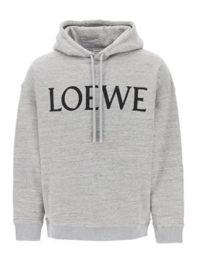 Logo Oversized Fit Cotton Hoodie Grey Melange - LOEWE - BALAAN 2