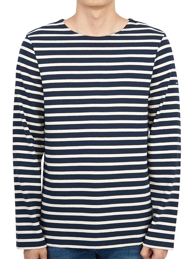 Meridien Mode Elbow Patch Striped Long Sleeve T-Shirt Marine Ecru - SAINT JAMES - BALAAN 2