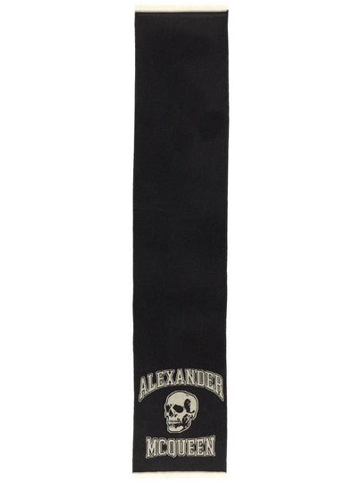 Skull Varsity Logo Wool Muffler Black - ALEXANDER MCQUEEN - BALAAN 2