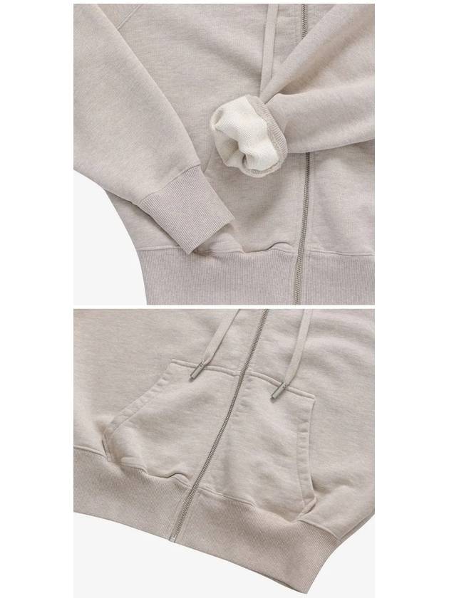 Small Heart Logo Cotton Zip Up Hoodie Light Beige - AMI - BALAAN 4