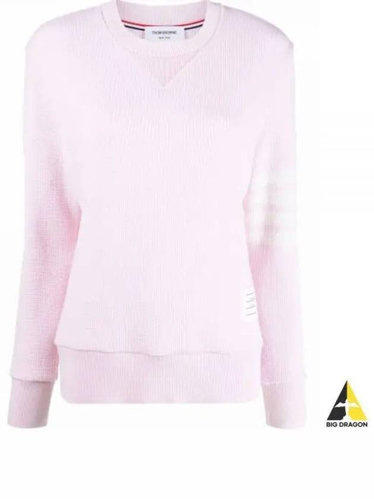 4-Bar Striped Waffle Wool Cashmere Pullover Knit Top Light Pink - THOM BROWNE - BALAAN 2